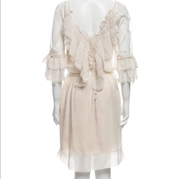 Zac Posen | Silk Ruffle Ivory Cream Dress Size 8 - Picture 2 of 12